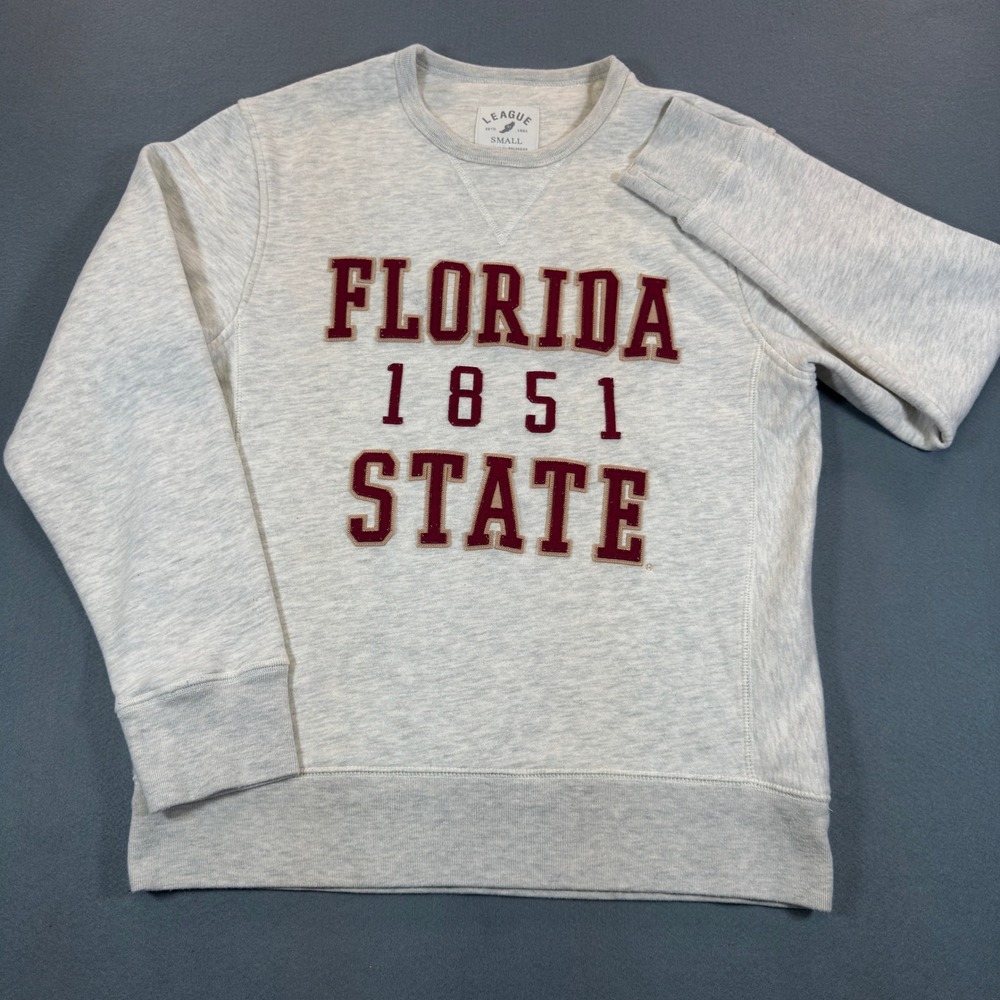 League Florida State FSU Seminoles Sweatshirt Gray Tackle Twill Crewneck Small - Picture 2 of 7